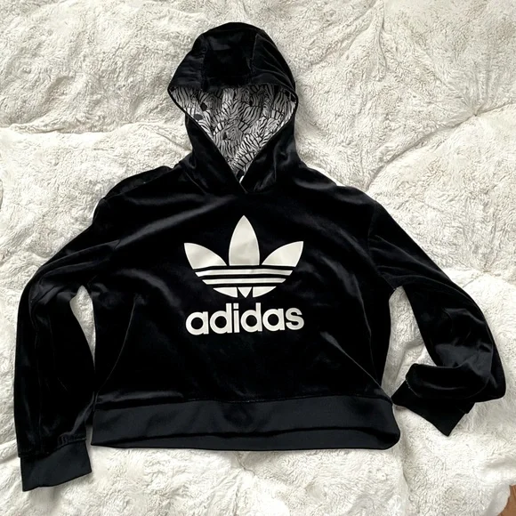 Hoodie Vintage Adidas Velour Vintage Adidas Velvet Hoodie